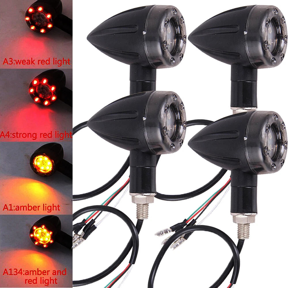 4X Motorcycle LED Bullet Brake Running Turn Signal Tail Light For Harley Honda