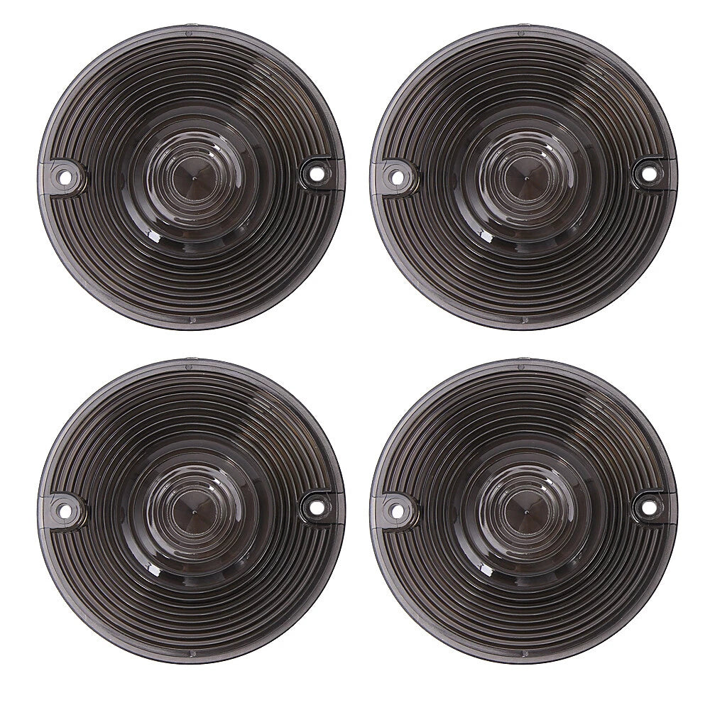 4Pcs Smoked Lens Turn Signal Light Flat Lens Covers For Harley Road King Glide
