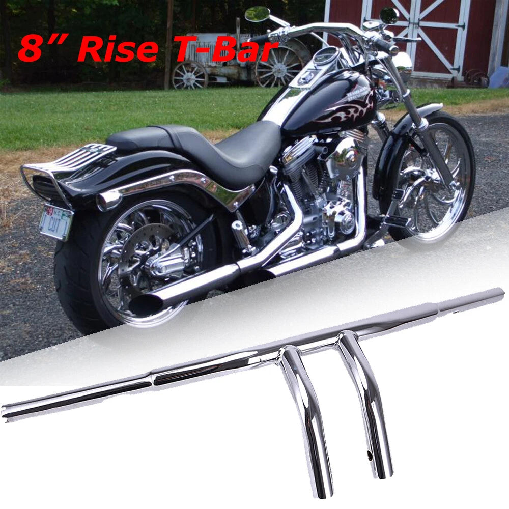 8" Rise T-Bars Handlebar For Harley Sportster Softail FLST FXST Custom Drag Bar