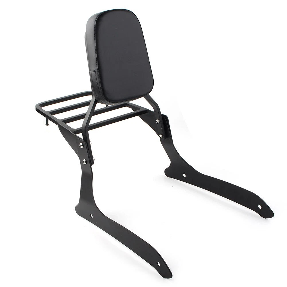 Black Backrest Sissy Pad & Luggage Rack For Yamaha XVS1300A V Star 1300 2007-15