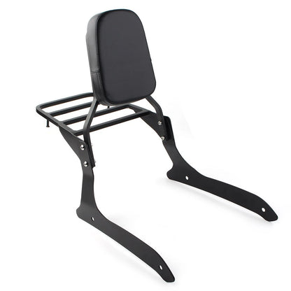 Black Backrest Sissy Pad & Luggage Rack For Yamaha XVS1300A V Star 1300 2007-15