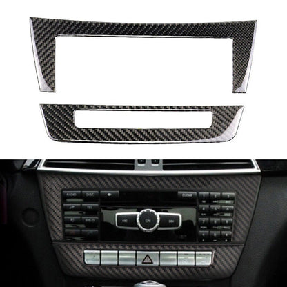 2pcs Console CD Panel Trim For Mercedes-Benz C Class W204 2010-2013 Carbon Fiber
