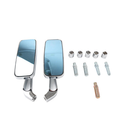 2x Chrome Blue Rearview Side Mirror For Harley For Honda For Kawasaki For Suzuki