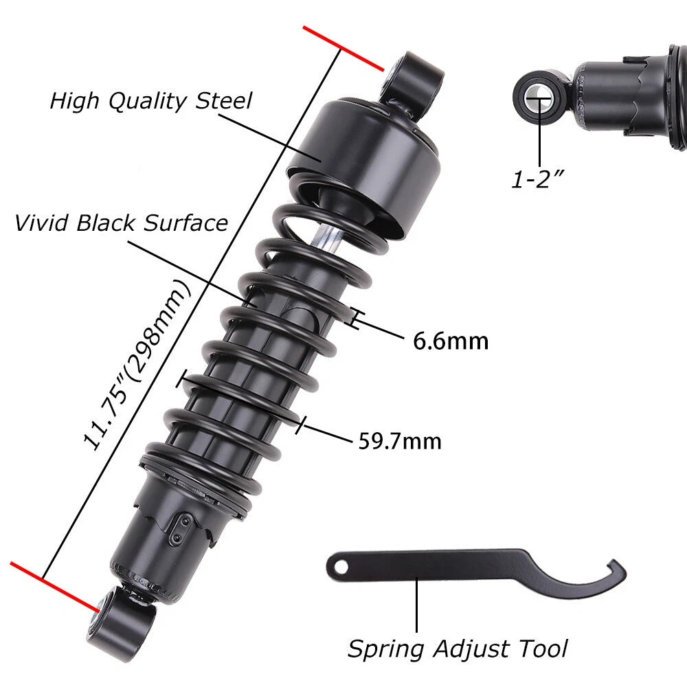 298mm 11.75" Rear Shocks For Harley Sportster Custom XL883 XL1200 1979-2012 FXR