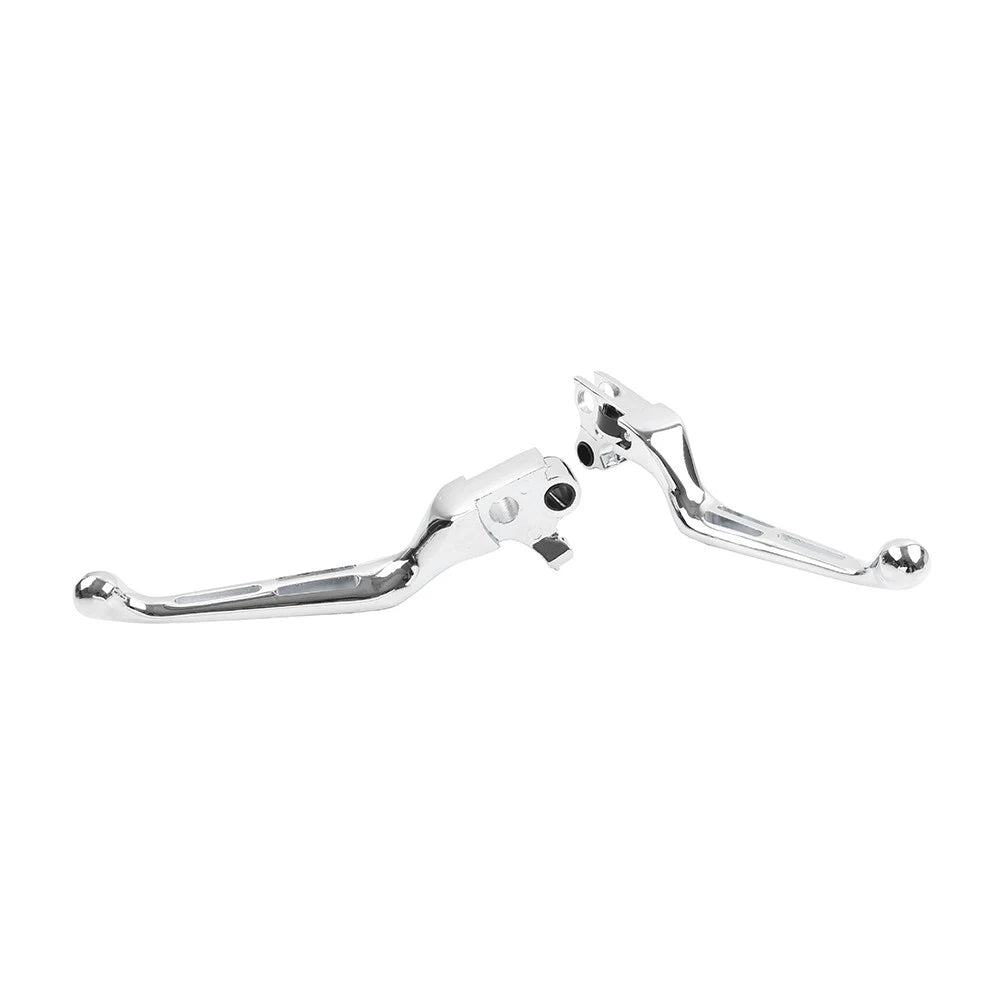 Brake Lever Set Slotted Clutch Levers Fit For Harley Davidson 1996-2017 Chrome