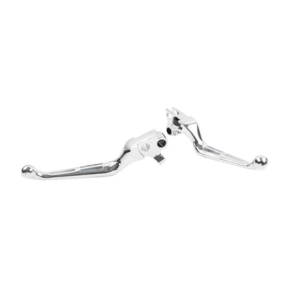 Brake Lever Set Slotted Clutch Levers Fit For Harley Davidson 1996-2017 Chrome