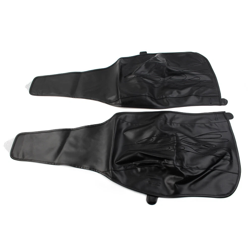 Flame Rear Trike Fender Bra Fit Harley Tri Glide Ultra Classic Black PU Leather