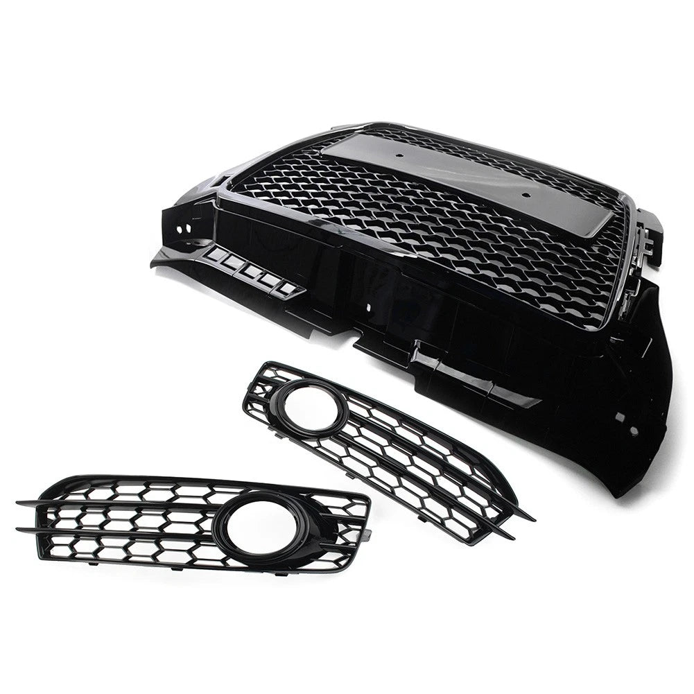 Black Front Honeycomb Grill Fog Light Cover Set For Audi A3 8P 2009-2012 2010