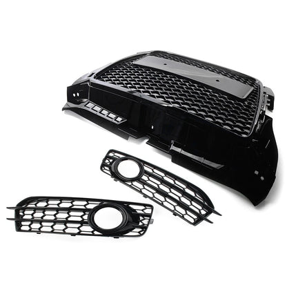 Black Front Honeycomb Grill Fog Light Cover Set For Audi A3 8P 2009-2012 2010