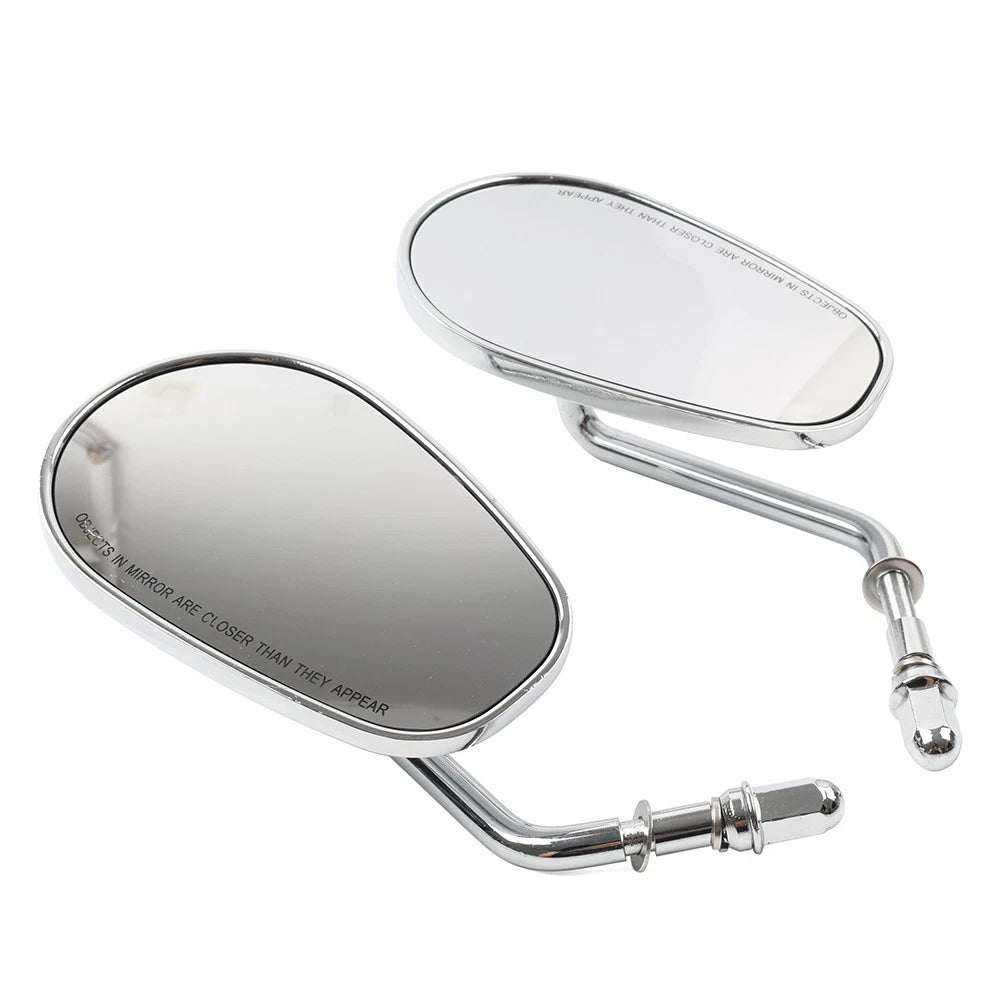 Chrome Motorcycle Short Stem Rearview Side Mirrors For Harley Electra Glide FLHT