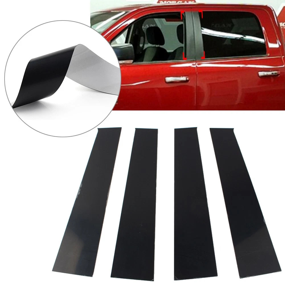 4 Pcs Bright Black Car Window Pillar Posts Door Trims For Dodge Ram 1500 2009-18