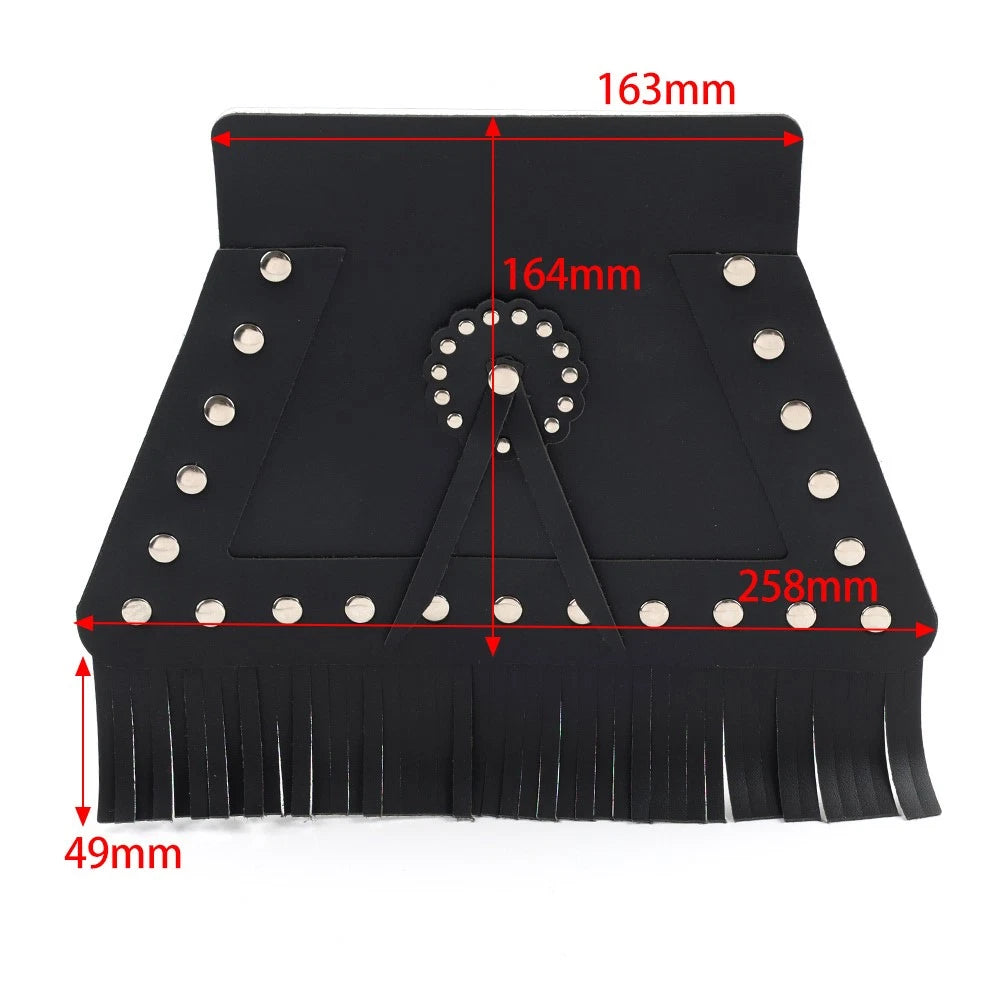 PU Leather Motorcycle Rear Fender Mud Flap Cover with Fringe Brown For Harley