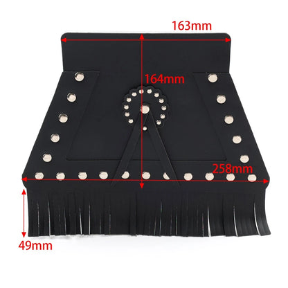 PU Leather Motorcycle Rear Fender Mud Flap Cover with Fringe Brown For Harley
