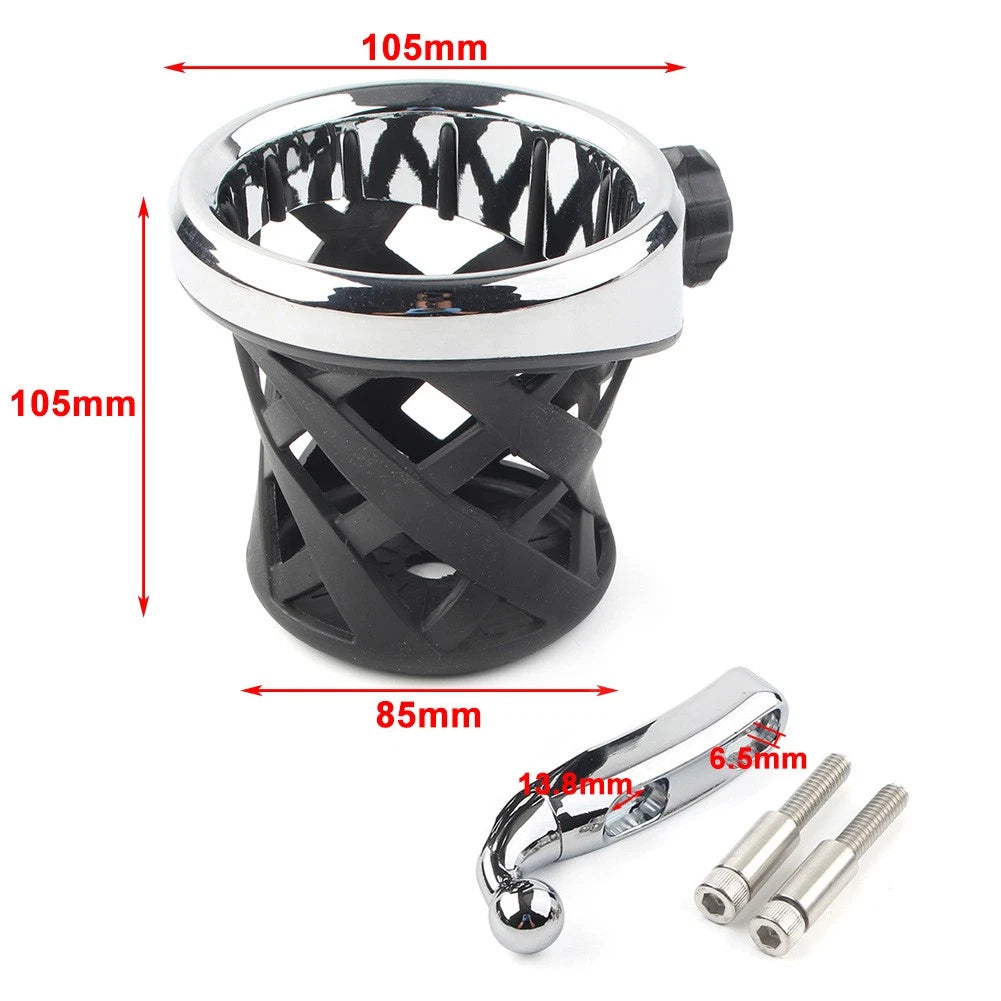 Motorbike Chrome Handlebar Cup Holder Drink W/Mesh Basket Universal For Harley