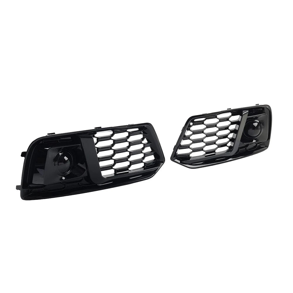 1 Pair Front Bumper Fog Light Grille Cover For Audi Q5 2018-2020 Glossy Black