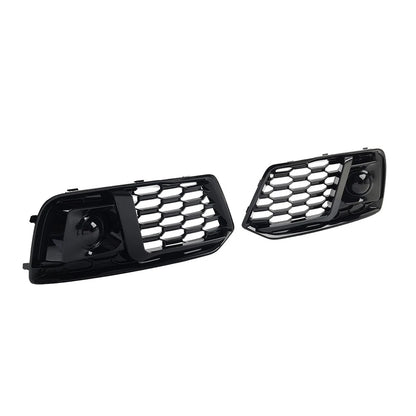 1 Pair Front Bumper Fog Light Grille Cover For Audi Q5 2018-2020 Glossy Black
