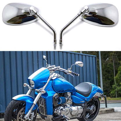 1Pair Chrome Motorcycle Rearview Side mirrors Long Stem For Honda Suzuki Kawaski