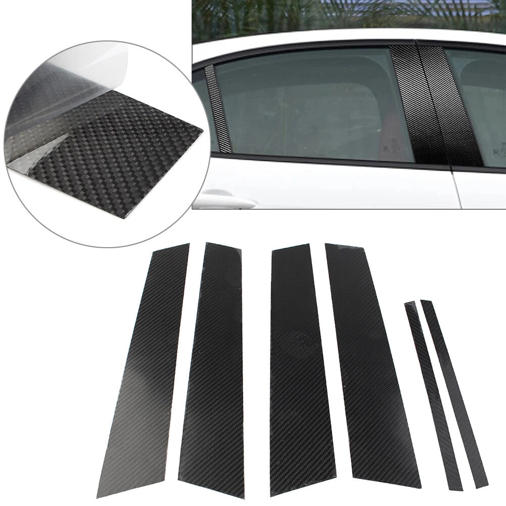 6x Exterior Door Window B Pillar Post Cover Trim For Alfa Romeo Giulia 2017-2021