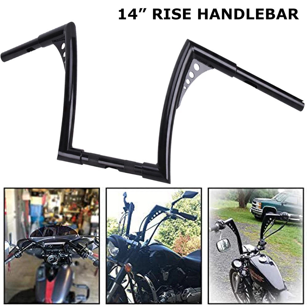 14" Rise Handlebars Ape Hanger Bars For Harley Touring Sportster XL Softail Dyna