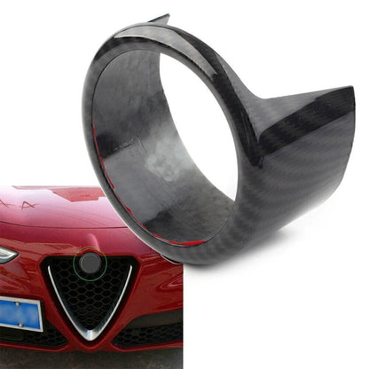 Front Grille Grill Logo Emblem Ring For Alfa Romeo Stelvio 2017-22 Carbon Fiber