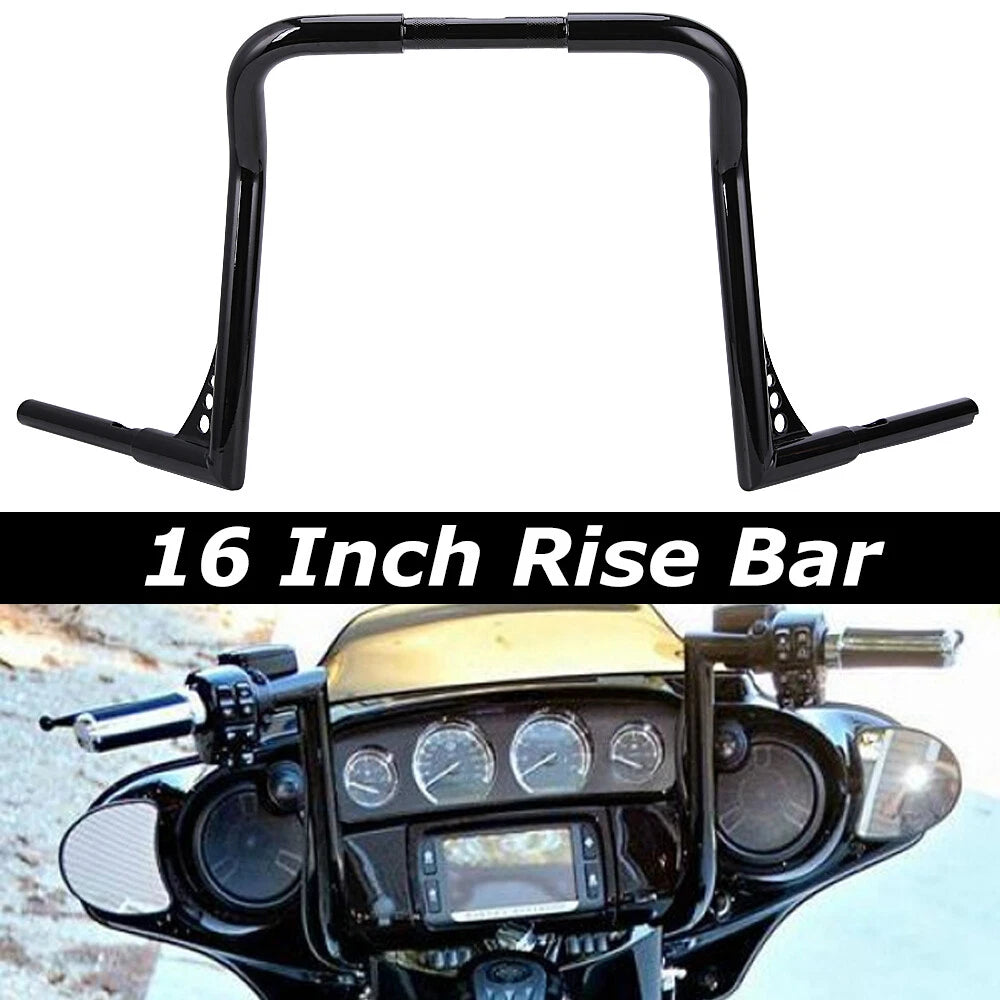Black 16" Rise 1 1/4" Ape Hangers Bars Handlebar For Harley Electra Street Glide