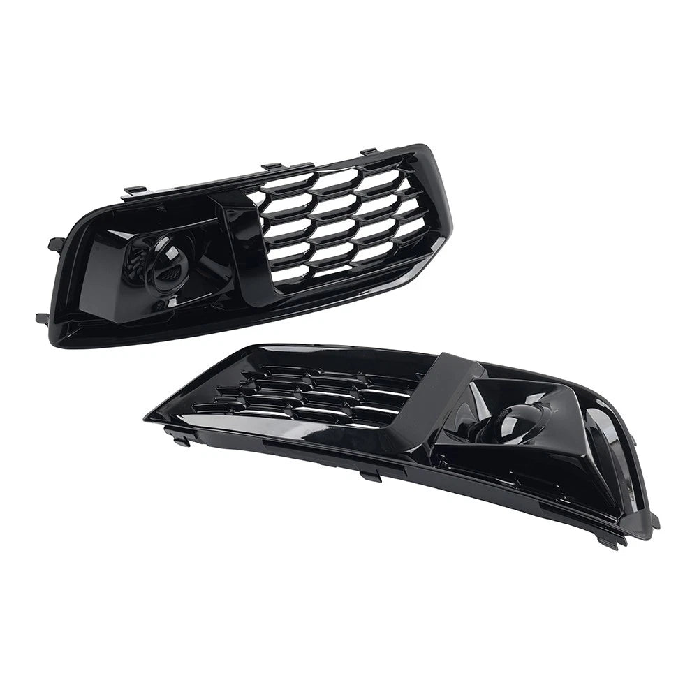 1 Pair Front Bumper Fog Light Grille Cover For Audi Q5 2018-2020 Glossy Black