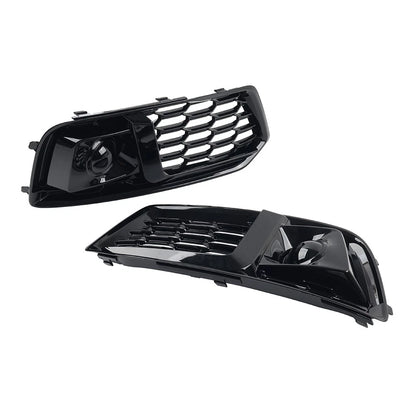 1 Pair Front Bumper Fog Light Grille Cover For Audi Q5 2018-2020 Glossy Black