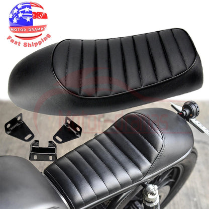 Black Vintage Hump Cafe Racer Seat For Honda Kawasaki Suzuki Yamaha BMW Vintage