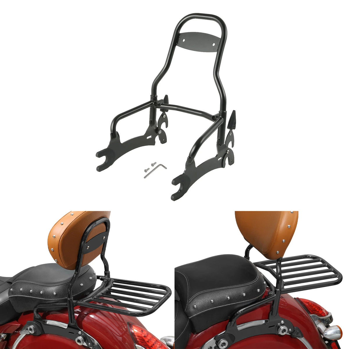 12" Rear Passenger Sissy Bar Fit For Indian Chief Classic 14-18 Dark Horse 16-18