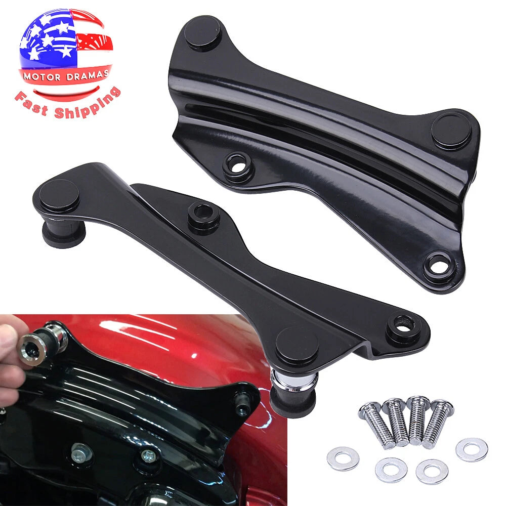 Black 4 Points Docking Hardware Kit Cover Fit for Harley Touring FLHR FLHX 14-20