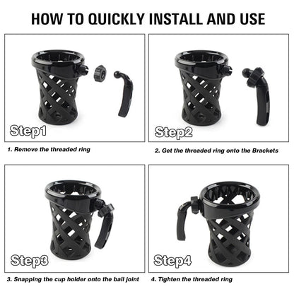 Moto Handlebar Cup Holder W/Mesh Basket Mount Longer For Goldwing GL1800 2001-21