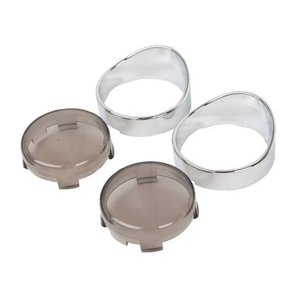 Turn Signal Light Trim Ring Visors & Smoke Lens Fit For Harley Dyna Sportster XL