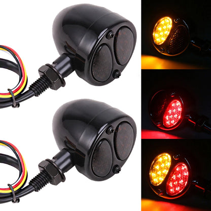 Motorcycle LED Bullet Amber & Red Turn Signal Light For Harley Softail Sportster
