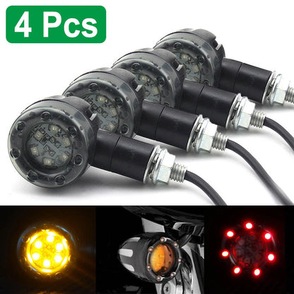 4 Pack Universal Motorcycle Turn Signals Blinker Lights Amber For Suzuki Harley