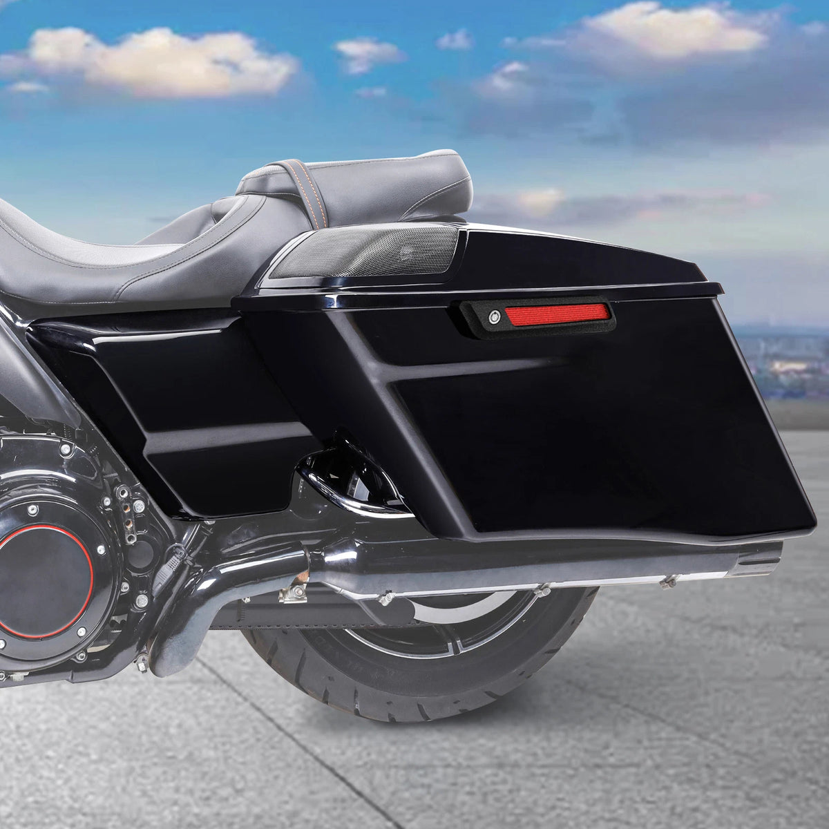 Vivid Black 4" Extended Hard Saddlebags Fit For Harley Touring Models 2014-Up US