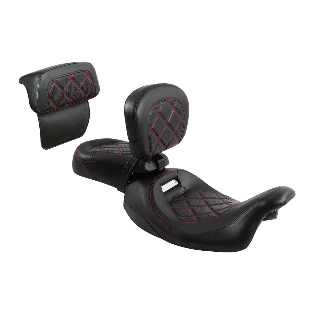 Black Red Driver &Passenger Seats Backrest Pad Fit For Harley Touring 2014-23 22