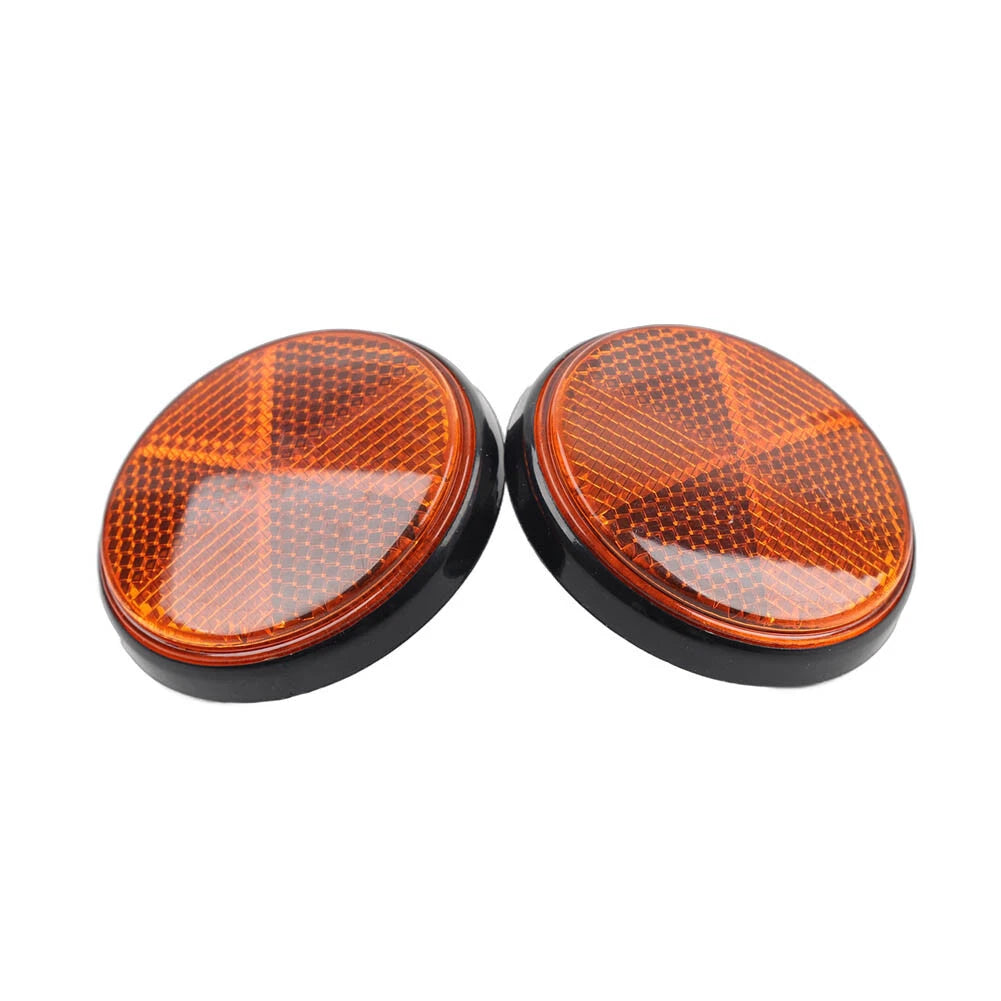 M5 2PCS Round Warning Reflector Side Marker Universal For Motorcycle ATV Yellow