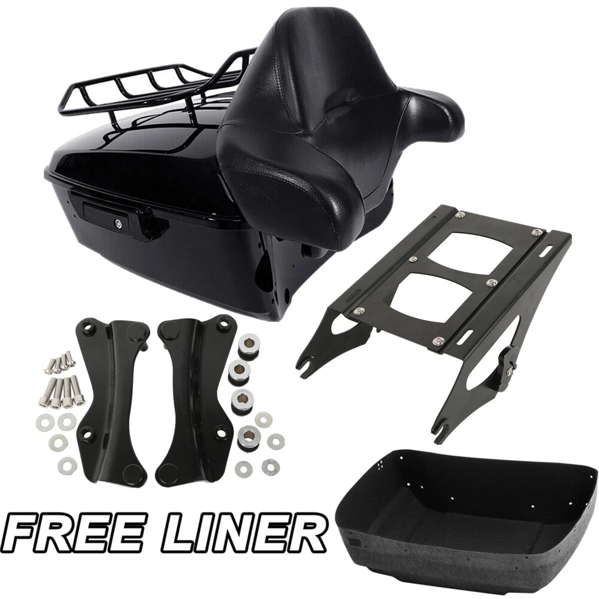 Black King Trunk Backrest Mount Rack Docking Fit For Harley Electra Glide 14-Up