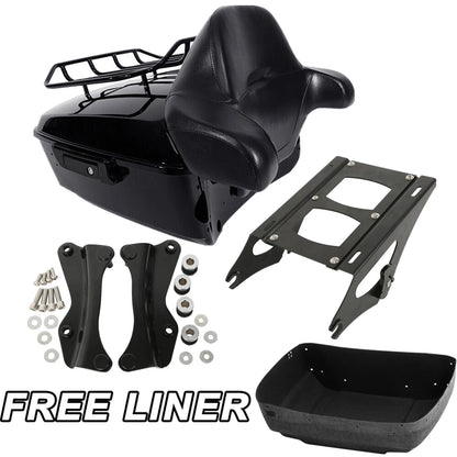 Black King Trunk Backrest Mount Rack Docking Fit For Harley Electra Glide 14-Up