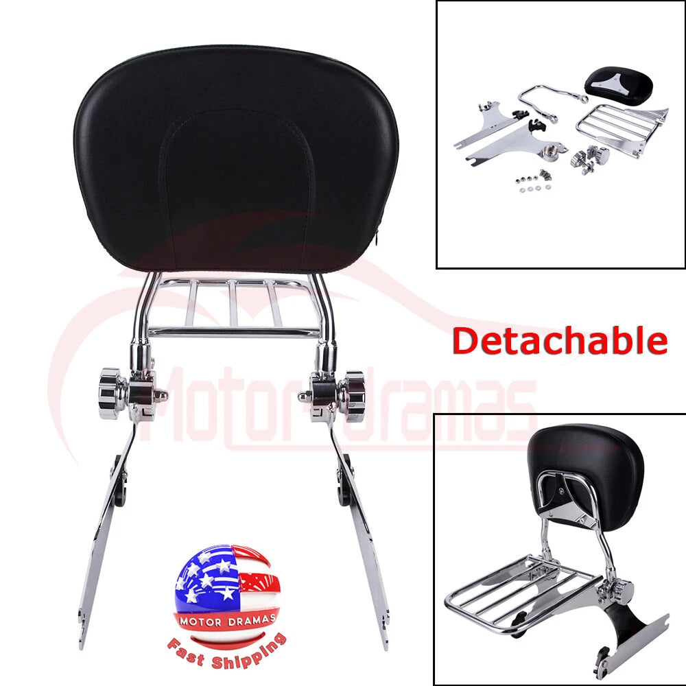 Passenger Adjustable Backrest Sissy Bar Luggage Rack For Harley Dyna FXD 2002-05