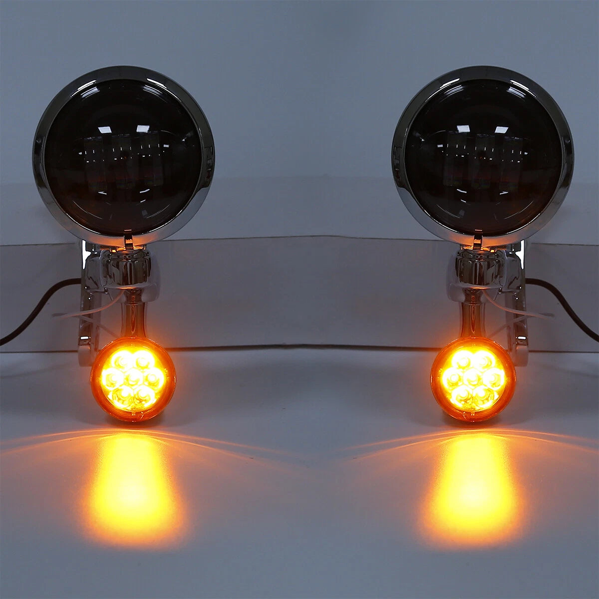 4.5" Auxiliary LED Fog Light Bracket Turn Signal Fit For Harley Touring 2014-Up
