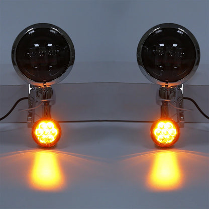 4.5" Auxiliary LED Fog Light Bracket Turn Signal Fit For Harley Touring 2014-Up