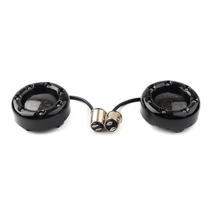 Fit Harley Softail Dyna LED Black Fire Ring Turn Signals Lights Bulbs Lamps