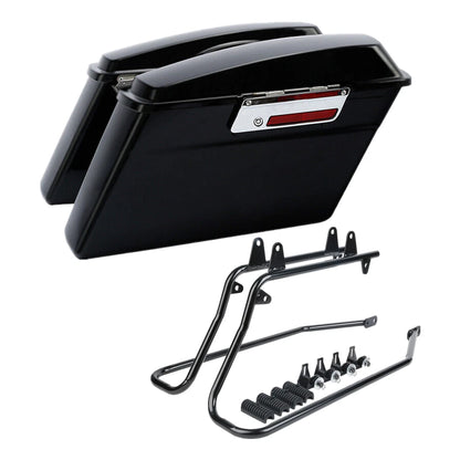 Matte Black Hard Saddlebags & Conversion Bracket Fit For Harley Softail 1984-17
