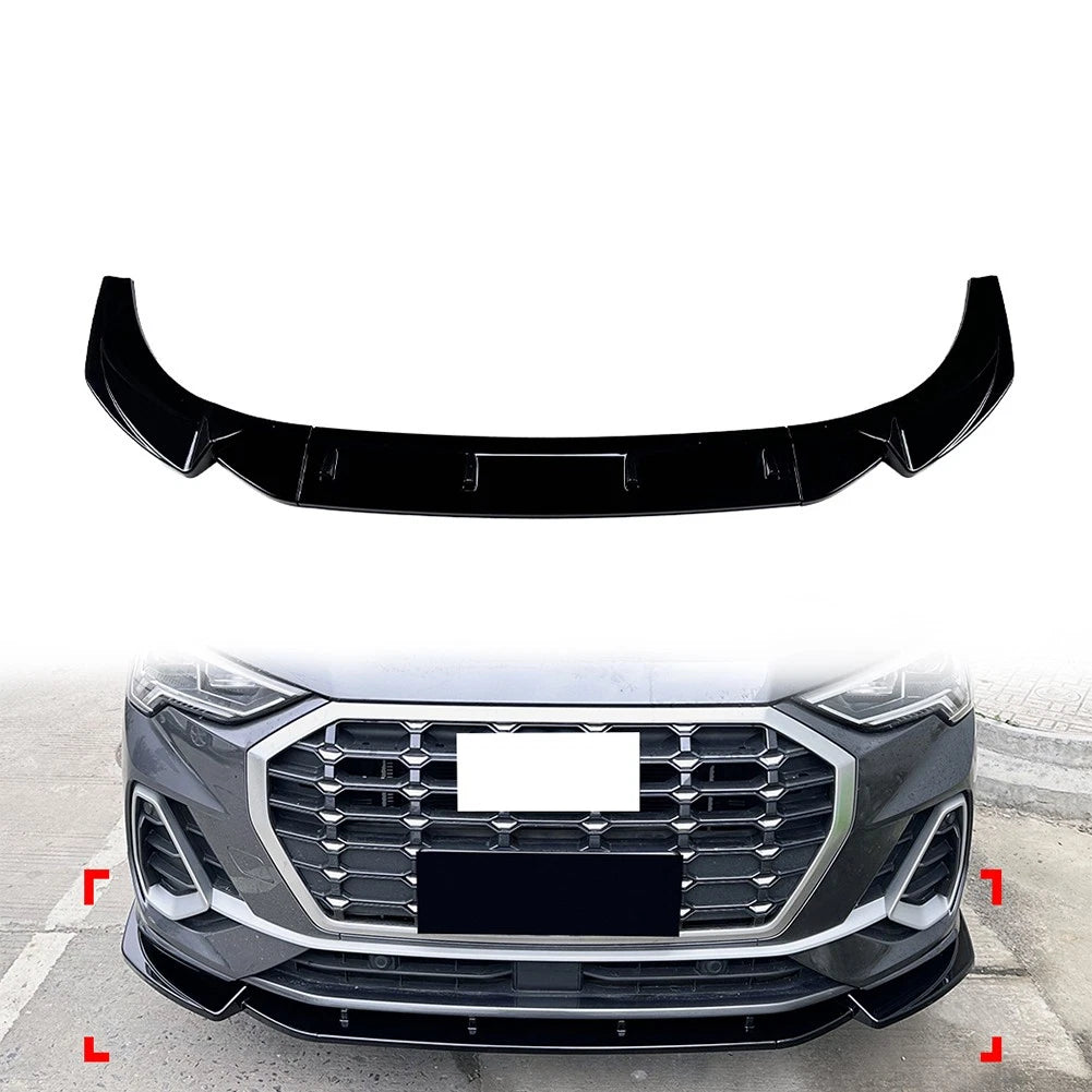 Glossy Black Front Bumper Splitter Spoiler Lip For Audi Q3 F3 Sline 2019-2024