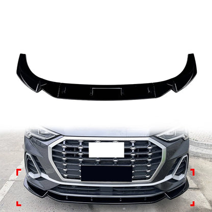 Glossy Black Front Bumper Splitter Spoiler Lip For Audi Q3 F3 Sline 2019-2024