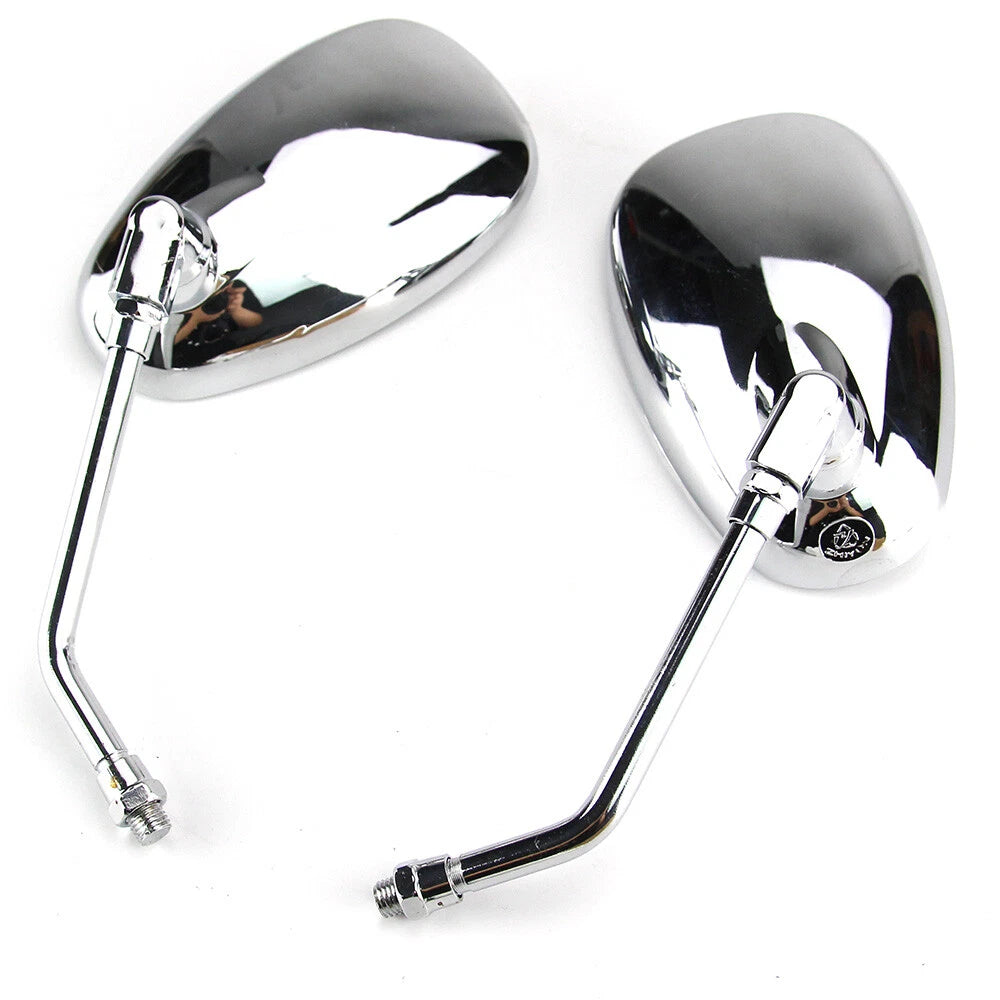 1Pair Chrome Motorcycle Rearview Side mirrors Long Stem For Honda Suzuki Kawaski
