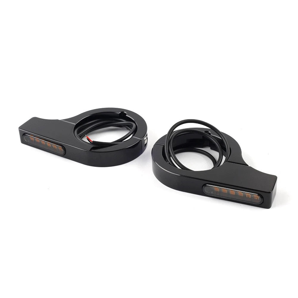 42-46MM LED Fork Turn Signal Light Indicator Amber For Harley touring Dyna Black
