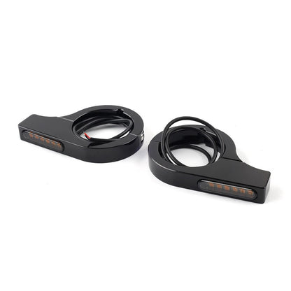 42-46MM LED Fork Turn Signal Light Indicator Amber For Harley touring Dyna Black