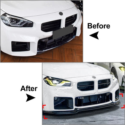 Carbon Fiber Look Front Bumper Spoiler Lip Body Kit For BMW M2 G87 2023-2024